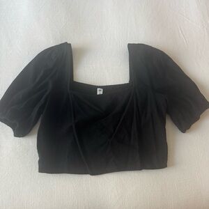 BP Linen Black Square Neck Crop Top